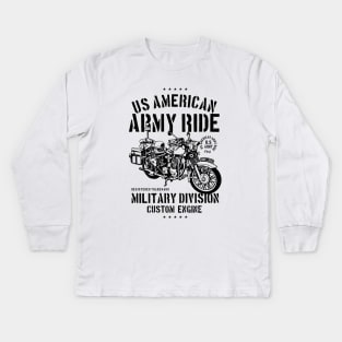 US Army Motorbike Kids Long Sleeve T-Shirt